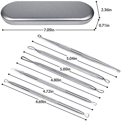 JSDOIN Blackhead Remover Comedone Extractor Tool,Best Acne Removal Kit - Treatment for Blemish, 5-in-1 Professional Zit Removing for Risk Free Nose Face Skin with Metal Case (Blackhead Remover)