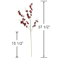 WELMATCH Red Artificial Orchids Faux Flowers - 10