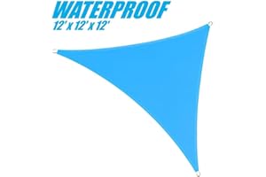 ColourTree 12' x 12' x 12' Blue TADT12 Triangle Waterproof Sun Shade Sail Canopy Awning Shelter Fabric, 95% UV Blockage UV & Water Resistant, Outdoor Patio Garden Carport (We Make Custom Size)