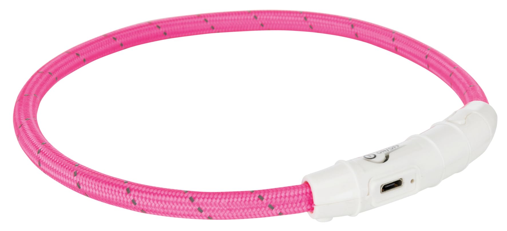TRIXIE Flashing Light-Up Ring, USB, M - L (65 cm/Diameter 7 mm) Pink — image 1
