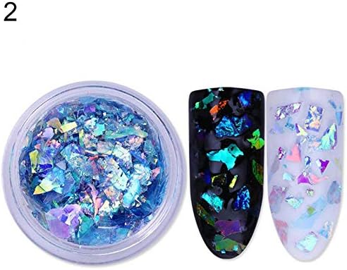 Tofree Nail Art Glitter Glass Candy Color Paper Iridescent Sequins Flakes Nail Art DIY Decor Supplies