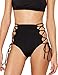CENG MAU Swimwear Women Retro Brazilian Lace up Ruched Cheeky Tie Sides Swimsuit High Waisted Bikini Bottom