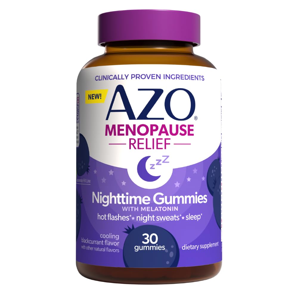 Photo 1 of *09/2026* AZO® Nighttime Menopause Gummies + Melatonin to Support Restful Sleep*, Clinically Proven Ingredient for Hot Flashes and Night Sweats, Menopause Supplements for Women - 30 Gummies