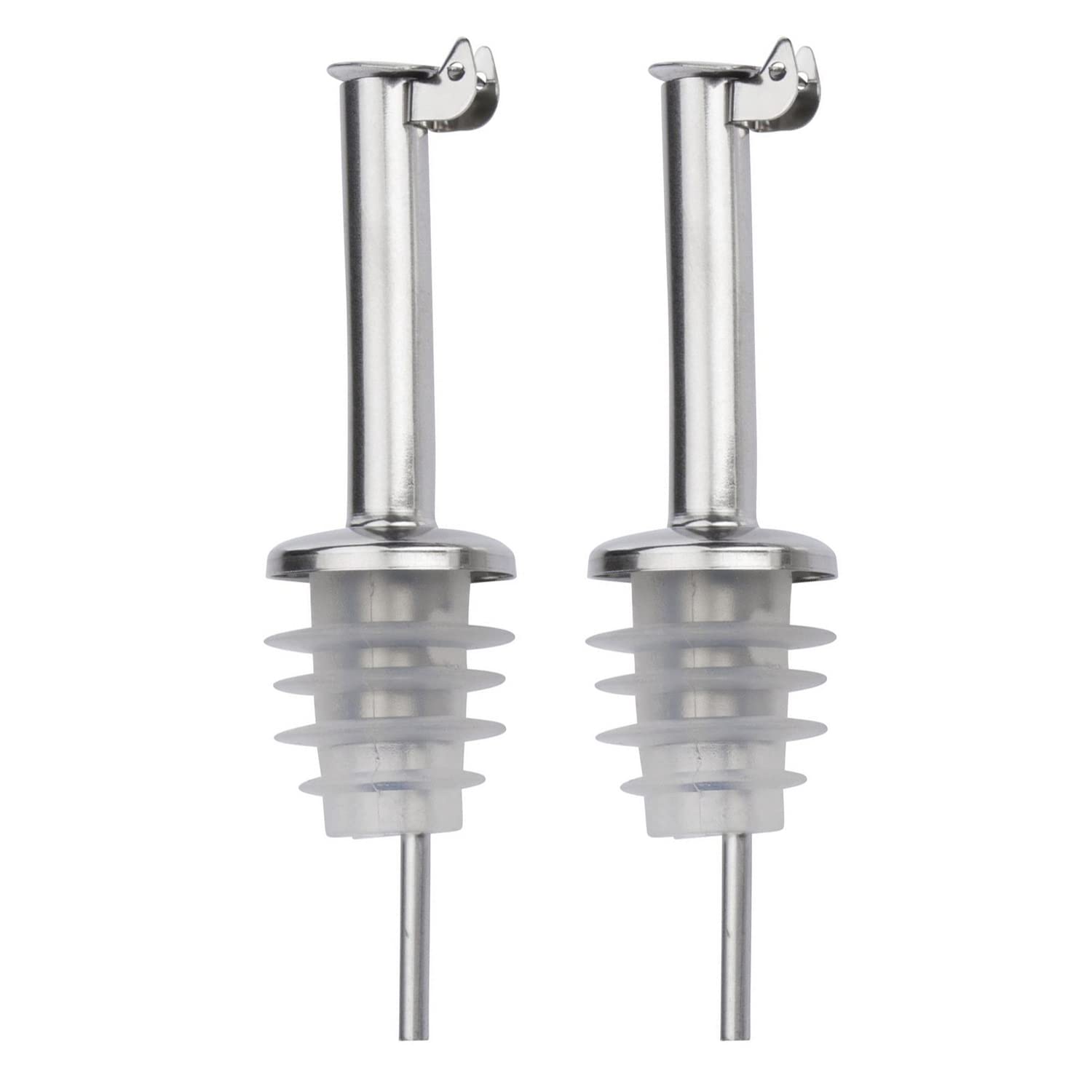 Westmark 2 Spirits/Oil/Vinegar Pourer for Bottles, with Cap, with Air Tube, Metal/Stainless Steel, Silicone Cork, Inox Standard, Silver, 45532280