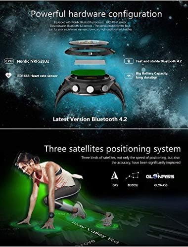 GOG Fitness Tracker, Heart Rate Sphygmomanometer Sphygmomanometer, GPS Positioning Calorie Timer Sleep Monitoring Waterproof Compass Smart Pedometer Sports Bracelet,Black