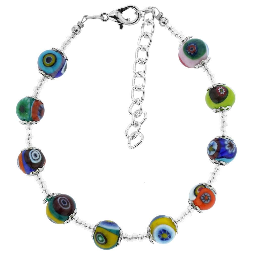 Glass Of Venice Murano Mosaic Bracelet - Silver Multicolor, 7 inches, Glass, Crystal, 7 pouces, Glass, Crystal