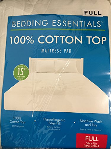 Bedding Essentials 100% Cotton Top Mattress Pad Full 54 X 75