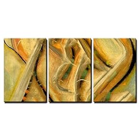 3 Piece Canvas Wall Art - Very Interesting Original Pastel Painting on Paper - Modern Home Art Stretched and Framed Ready to Hang - 16"x24"x3 Panels