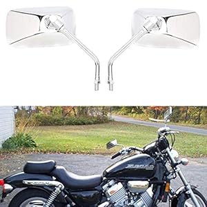DREAMIZER M10 Motorfiets Zijspiegels, Chrome Rechthoek Motorfiets Achteruitkijkspiegel Spiegels voor Bobber ATV Street…