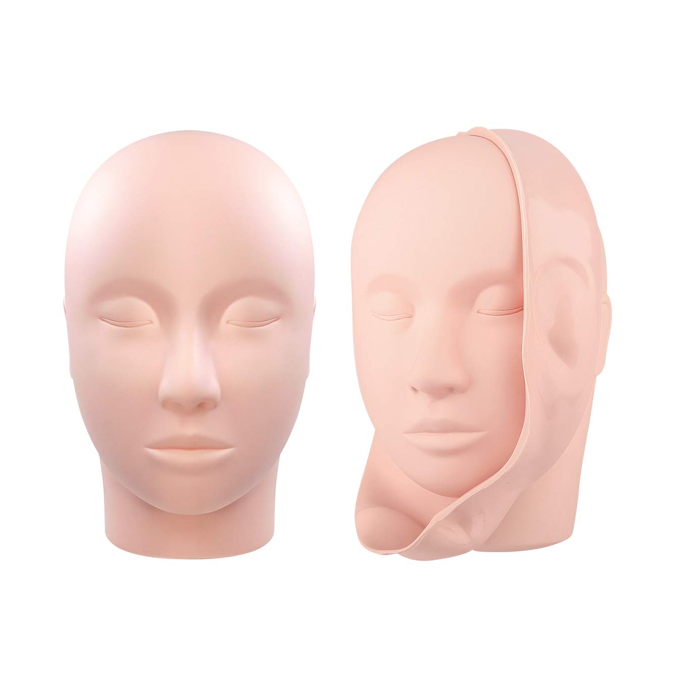 BEYELIAN Rubber Practice training Head Cosmetology Mannequin Head Flat Mannequin Doll Face for training Eyelash Extensions Face Painting Makeup Massage Practice : Beauty