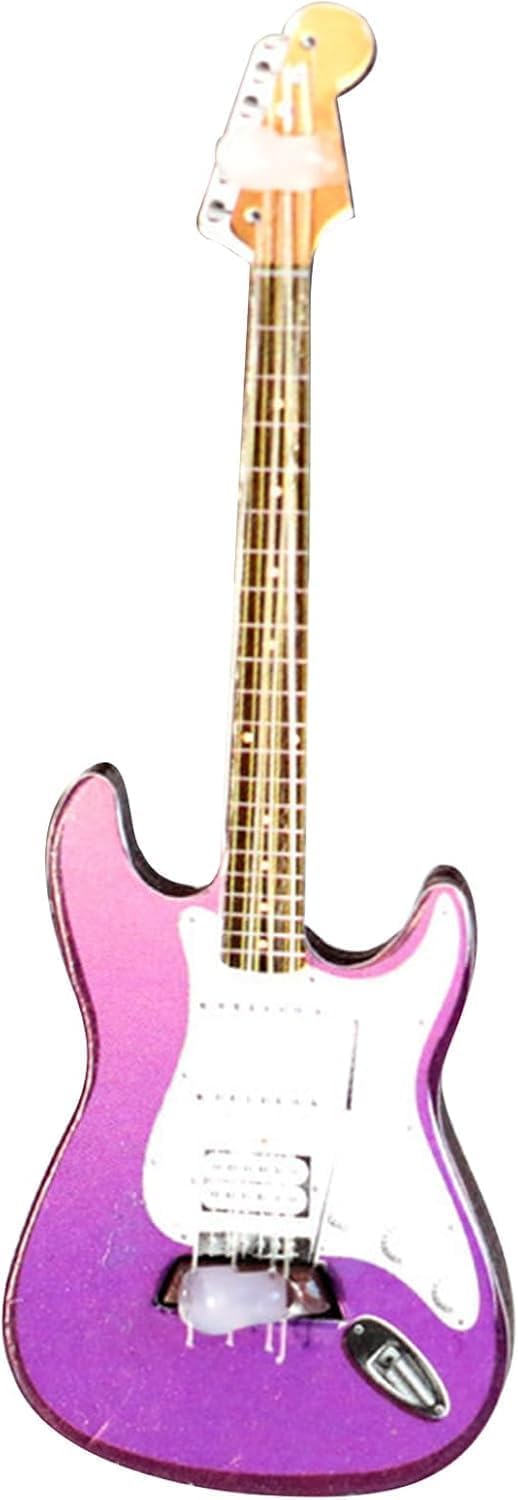 Zcccc Miniature Guitar Model, 1:12 Scale, Purple, Miniature Instrument Guitar Model Decorative, Decorative Household Ornament Supplies