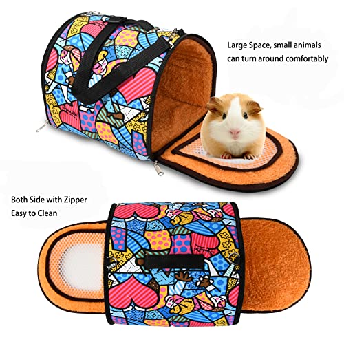 Guinea Pig Carrier for Two, Cute Portable Sling Hamster Carrier Small