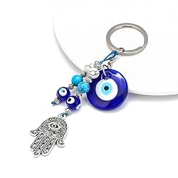 Dinaauto Turkish Evil Eye Keychain Handmade Alloy