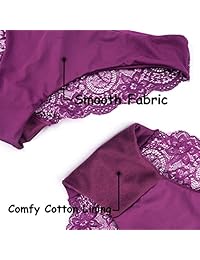 AmorFati - Bragas de bikini para mujer, de encaje, sin bragas, sin costuras, paquete de 6