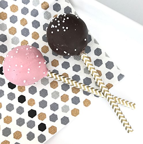 Gold Papier Trinkhalme – Streifen Chevron Polka Dot – 19,7 cm – 100 Stück – Bild 3