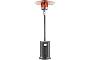 VEVOR Patio Heater for Outdoor Use, 50000BTU Propane Heater Tall Hammered With Round Table Design, Metal Burner and Wheels, O