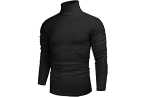 KUYIGO Men Slim Fit Lightweight Long Sleeve Pullover Thermal Tops Turtleneck T-Shirt