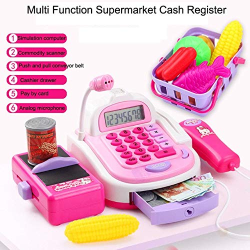 XuBa Pretend Play Electronic Cash Register Toy Realistic Actions & Sounds with Mic Simulation Cash Register Show