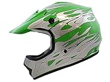 TMS Youth Kids Green Flame Motocross ATV Mx Off-road Dirt Bike Helmet DOT (Small)