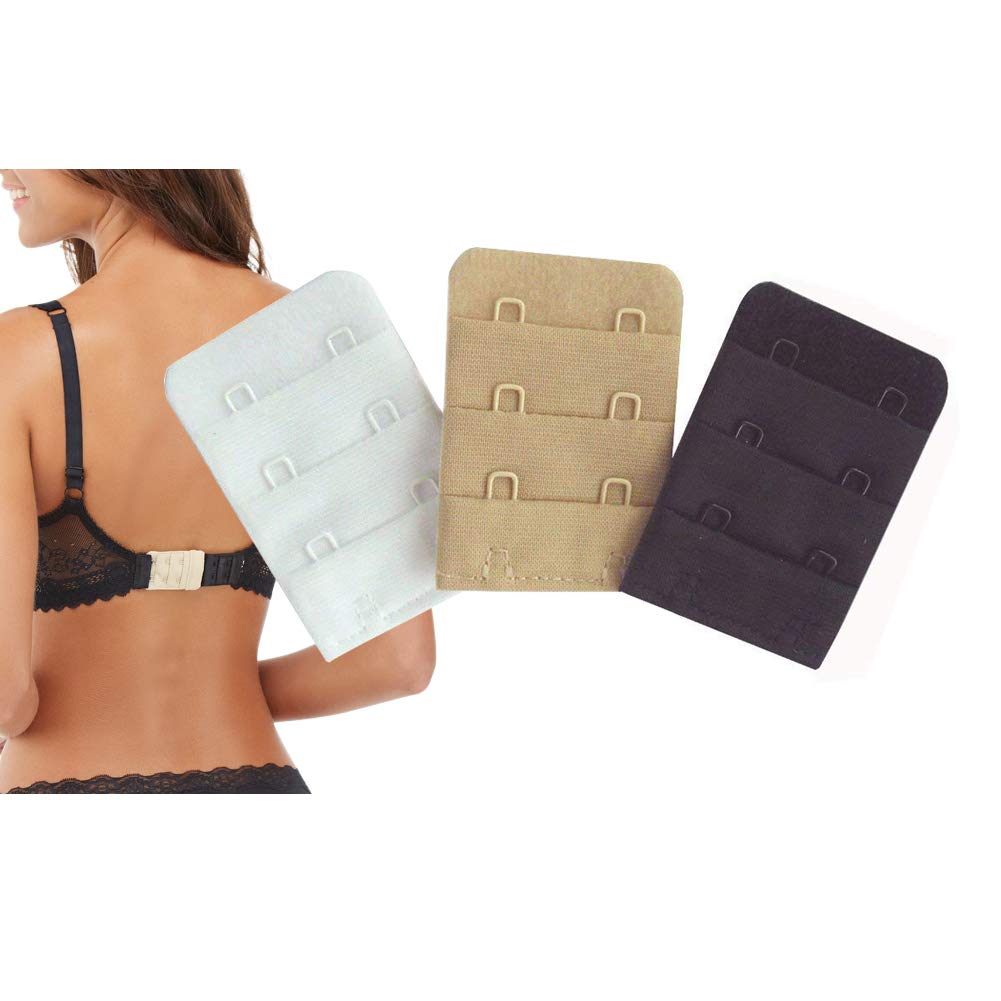 Women Bra Lengthened Buckle Extender Three-row 2/3 / 4 Hook Bra Band Breathing Room - 3 Packs
