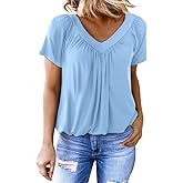 Dokotoo Women's Casual Summer T Shirts Short Sleeve V Neck Tops Tshirts