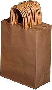 20 bolsas de papel kraft de color café con asa, bolsas de papel