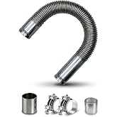 Flexible Stainless Steel Exhaust Tubing, 1.5" ID x 27.6" | Laser Welded Flex Pipe with Coupler, Clamps and Sealing Tape for Generators, Diesel Heaters and RV Exhaust