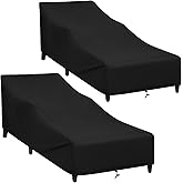 SunPatio Chaise Lounge Covers Outdoor Waterproof, 2 Pack Patio Lounge Chair Protector with Windproof Straps, Outdoor Furniture Covers All Weather Protection, 80" L x 30" W x 26" H, Black