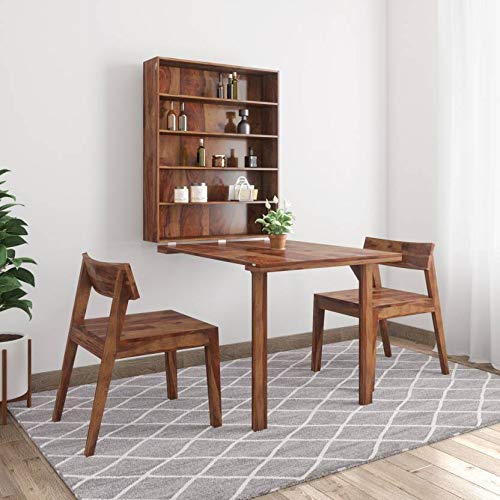 BN Furniture Sheesham Wood Folding Wall Mounted 2 Seater Dining Table