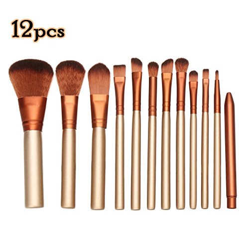 Chiak 12PCS/Pack Makeup Brushes Premium Synthetic Foundation Powder Concealers Eye Shadows Cosmetics Eyeliner Eyeshadow Blending Brush Sets