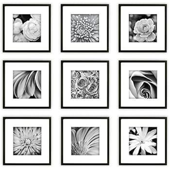 Gallery Perfect Gallery Wall Kit Square Photos with Hanging Template Picture Frame Set, 8