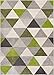 Well Woven Isometry Green & Grey Modern Geometric Triangle Pattern Area Rug Soft Shed Free 5 x 7 (5' x 7') Easy to Clean Stain Resistant