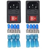 URBEST®IEC 320 C14 Red Light Rocker Inlet Male Power Supply Connector Plug