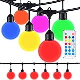 Areful String Lights, 12FT Patio Lighting Strand with LED Goble G40 Bulbs, Connectable, Remote Control, RGB Color Changing