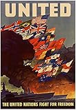 United The United Nations Fight for Freedom WWII War Propaganda Art Print Poster 13 x 19in