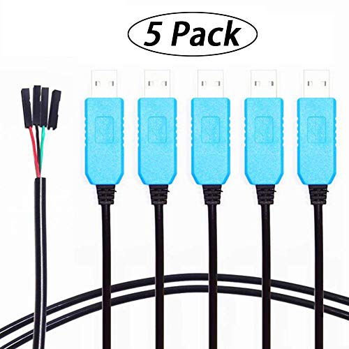 Youngneer PL2303TA USB to TTL Serial Cable for Raspberry Pi BeagleBone Programming Console Debug Cable 3.3Ft 5 Pack