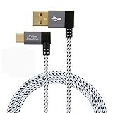 CableCreation Left Angle USB 2.0 A Male to Left Angle Micro USB B Male Cable, Micro USB Cable with Gold-Plated and Aluminium Case, 1 Meter/ 3.2ft, Space Gray