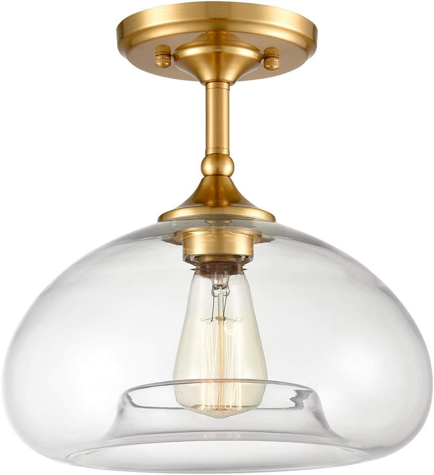 Modern Clear Glass Globe Ceiling Lights Brass Flush Mount Ceiling Lighting Amazon Com
