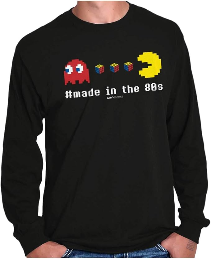 Amazon.com: Made in The 80's Rubik's Pacman Long Sleeve Tshirt Men Women: Clothing