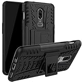 Oneplus 6 Case,Osophter Dual Layer Shock-Absorption Armor Cover Full-Body Protective Case with Kickstand for Oneplus 6 A6003 (Black)