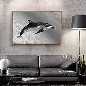 Floating Framed Canvas Wall Art for Living Room, Bedroom Black and White Wild Animal Canvas Prints for Home Decoration Ready to Hang - 16x24 inches