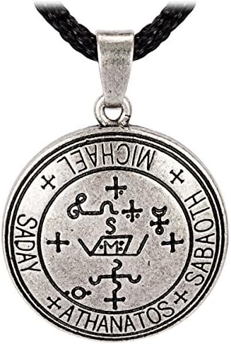 lan27 Sigil of The Archangel zadkiel Black Agate Magic Pendant Necklace