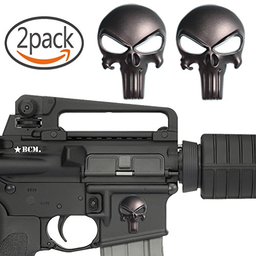 Creatrill 2 Pack Magwell Metal Decal Sticker - Punisher Skull 1 inch by 1.38 inch