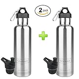 Sports Brushed 2 Pack - Futurepace Tech Best Insulated Stainless Steel Water Bottle - BPA FREE - 25 oz - Perfect for Sports, Gym, Cycling, Running, Yoga, Tennis