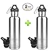 Sports Brushed 2 Pack - Futurepace Tech Best Insulated Stainless Steel Water Bottle - BPA FREE - 25 oz - Perfect for Sports, Gym, Cycling, Running, Yoga, Tennis