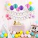 Unicorn Happy Birthday Banner with Pom Pom Balls Unicorn Themed Party Decorations for Girls Birthday Party Supplies