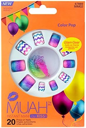 MUAH By KissInstant Mani 20 Press-On Nails #67889 MIM02 Color Pop