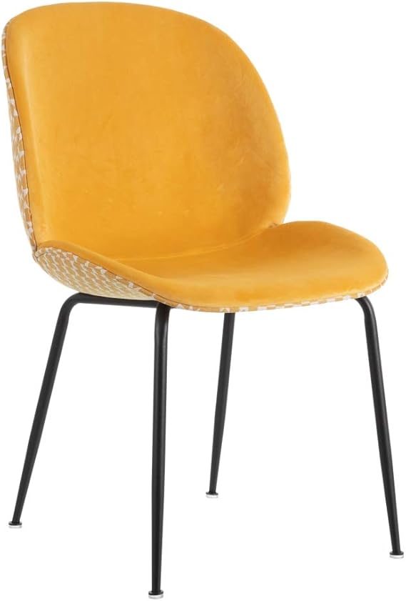 Silla tapizada Amarilla de Terciopelo y Metal de 50x50x82 cm LOLAhome Amazon.es Hogar