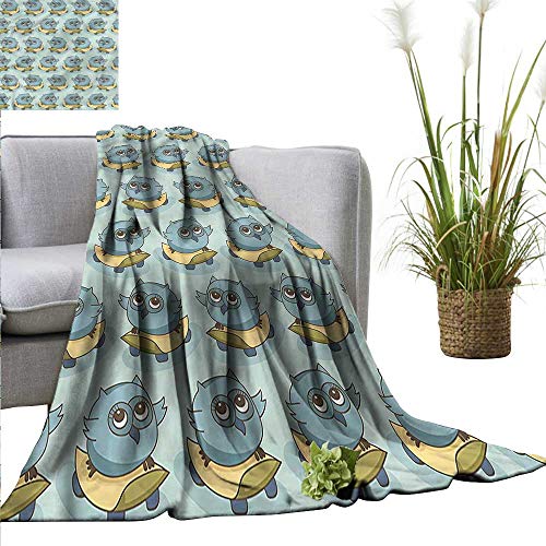 WinfreyDecor Throw Blanket Easy Care Owl for Everyday Use Cu