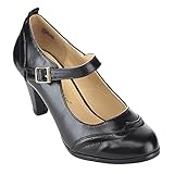 Chase & Chloe CE36 Women's Round Toe Two Tone Mary Jane Pumps